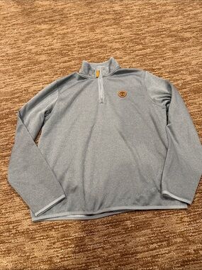 Timberland Light Gray Zip-Up Pullover with Logo Patch